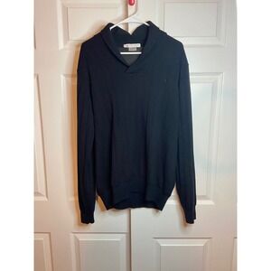 Martin Shawl Collar Italian Merino Wool Country Club Sweater Black